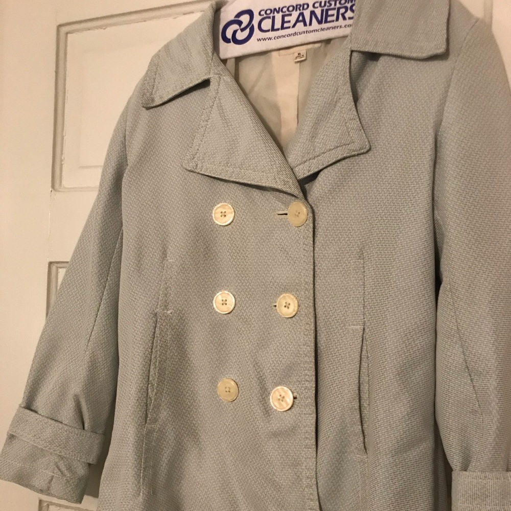 Blue and white peacoat